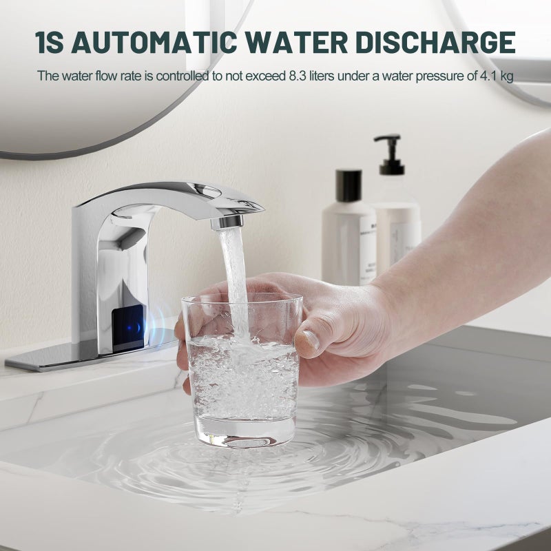 Green Spring Greenspring Touchless Bathroom Sink Faucets, Automatic Faucet Bathroom Commercial Motion Sensor Faucet Battery or Plug-in Powered with Control Box and Temperature Mixer, Brass, Brushed Nickel - Image 5